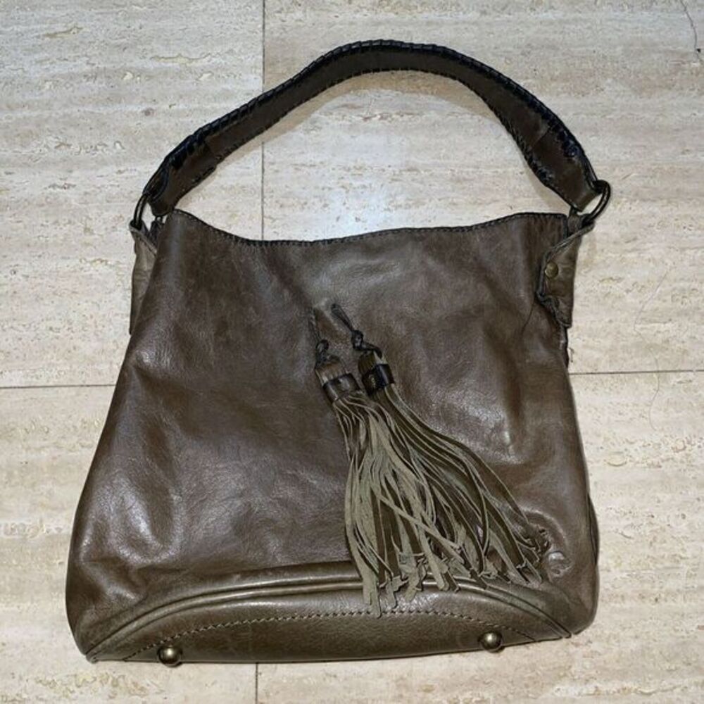 Patricia Nash Bohemian Style Italian Leather Bucket Handbag Brown
